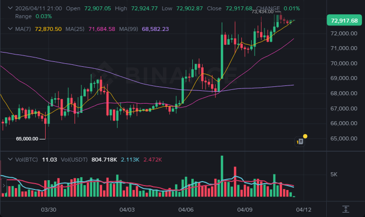 BTC 4시간봉 차트 (2026-04-11 21:00 KST)