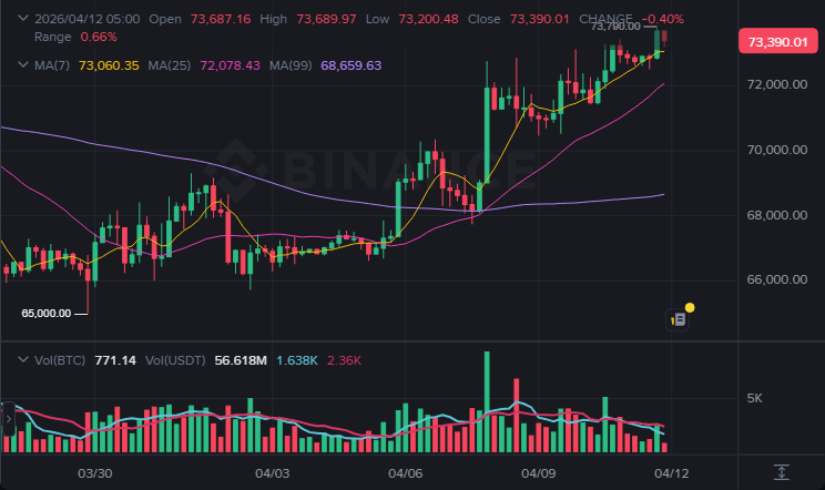 BTC 4시간봉 차트 (2026-04-12 07:00 KST)