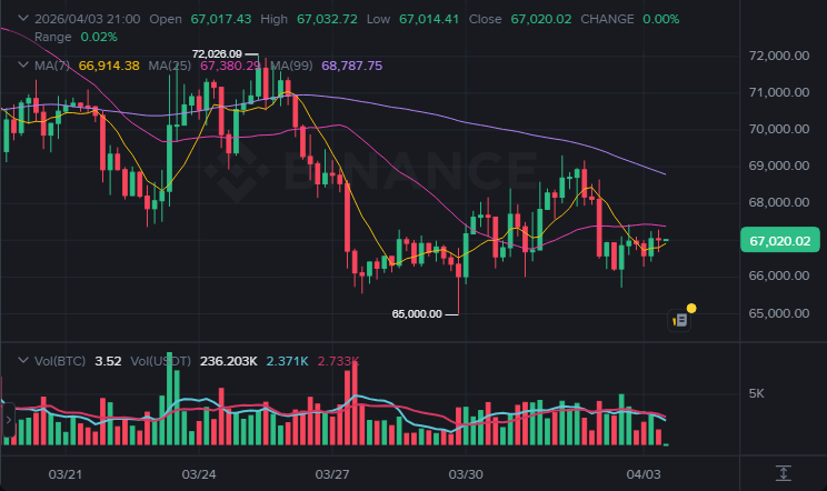 BTC 4시간봉 차트 (2026-04-03 21:00 KST)